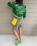 Women Casual Letter Embroidered Padded Jacket