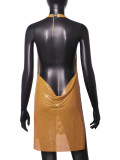 Women Sexy Metallic Sequin Suspender Sexy Dress