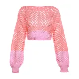 Women Sexy See-Through Crop Casual Sweater