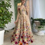 Women flower embroidery sexy dress