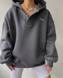Letter Printed Long-Sleeved V-Neck Hoodies