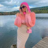 Women Sexy See-Through Crop Casual Sweater