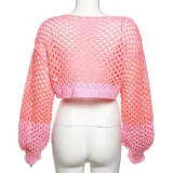 Women Sexy See-Through Crop Casual Sweater