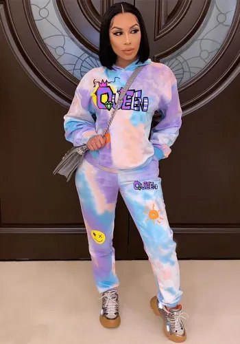 Women Casual Printed Sports Top and Pant Two-piece Set