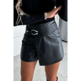 Women Casual PU-Leather Shorts