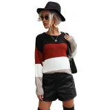 Women Autumn Long Sleeve Color Block Sweater