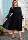 Plus Size Women Solid Elegant Chiffon Dress