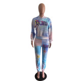 Women Casual Printed Sports Top and Pant Two-piece Set