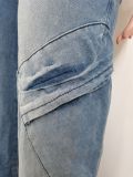 Women Casual Multi-Pocket Solid Straight Denim Pants
