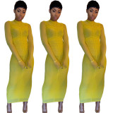 Women mesh Solid Pleated Dress