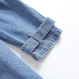 Women Loose Double Breasted Belted Denim Jacket