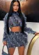 Women Autumn Fashion Ruffles Crop Top and  Skirt Two-piece Set
