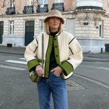 Women Fashion Contrast Color Long Sleeve Jacket