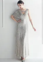 Plus Size Women Sequin Formal Party Maxi Evening Dress