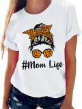 Women Leopard Round Neck Print Short Sleeve T-Shirt