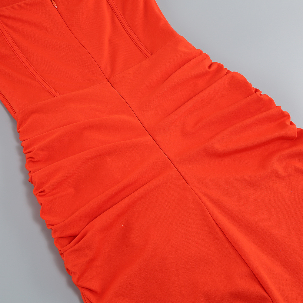 Ruffled Slit Sleeveless Midi Dress
