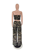 Women Autumn Camouflage Top and Cargo Pant Casual Two-piece Set