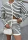 Women Striped Round Neck Knitting Casual Cardigan Sweater