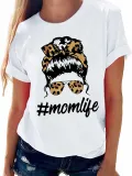 Women Leopard Round Neck Print Short Sleeve T-Shirt