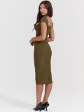 Women Square Neck Backless French Bodycon Dress