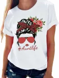Women Leopard Round Neck Print Short Sleeve T-Shirt
