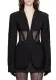 Women Fall French Career Casual mesh Patchwork See-Through Blazer