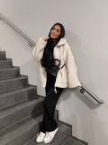 Women Autumn and Winter Loose Furry Style Casual Zipper Jacket