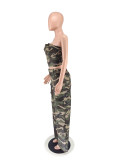 Women Autumn Camouflage Top and Cargo Pant Casual Two-piece Set