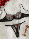 Hot And Sexy Mesh Embroidery See-Through Multi-Colored Sexy Lingerie For Women