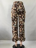 Women's High Waist Loose Straight Camouflage Printed Multi-Pocket Fashion Streetwear Cargo Pants