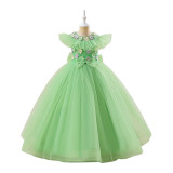 Children's Evening Dress Girl's Princess Dress High-Waisted Sleeveless Girl's Piano Performance Dress