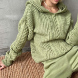 Women's Autumn Fashion Style Hooded Long Sleeve Knitting Sweater