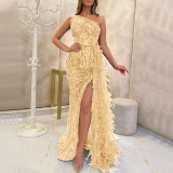 Sequin Long Sleeveless Fashion Slim Fit Chic Maxi Evening Dress For Women