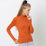 Women's Solid Color Basic Shirt Autumn Knitting Shirt Turtleneck Plus Size Sweater