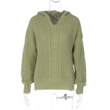Women's Autumn Fashion Style Hooded Long Sleeve Knitting Sweater