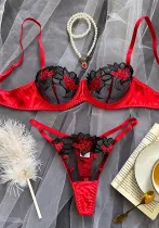 Hot And Sexy Mesh Embroidery See-Through Multi-Colored Sexy Lingerie For Women