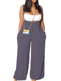 Drawstring Suspenders Wide Leg Trousers Strapless Crop Top Two-Piece Set