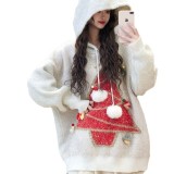 Trendy Christmas Sweater Women's Autumn And Winter Hooded Loose Lazy Knitting Shirt