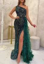 Sequin Long Sleeveless Fashion Slim Fit Chic Maxi Evening Dress For Women