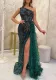 Sequin Long Sleeveless Fashion Slim Fit Chic Maxi Evening Dress For Women