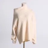 Women Autumn Trend Irregular Off Shoulder Loose Casual Knitting Shirt Long Sleeve Sweater