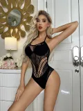 Sexy Lingerie Three-Point Sexy Hollow Suspender Mesh Bodysuit