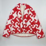 Autumn And Winter Turndown Collar Fashionable Printed Cotton-Padded Jacket