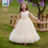 Girls Long Dress Puffy Princess Dress Flower Girl Mesh Birthday Wedding Dress