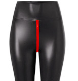 Exoti Sexy Black Leather Crotchless Pants For Women