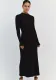 Autumn And Winter Slim Waist High Collar Slim Fit Knitting Long Dress For Women