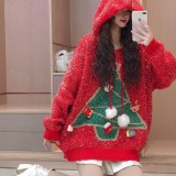 Trendy Christmas Sweater Women's Autumn And Winter Hooded Loose Lazy Knitting Shirt