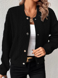 Autumn Comfortable Loose Jacquard Stand Collar Single Breasted Top Baseball Uniform For Women