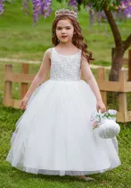Long Princess Dress Tutu Skirt Girl's Catwalk Show Mesh Embroidered Performance Dress