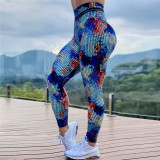 Multi-Color Printed Yoga Leggings Women's High Waist Butt Lift Peach Butt Sports Running Fitness Pants